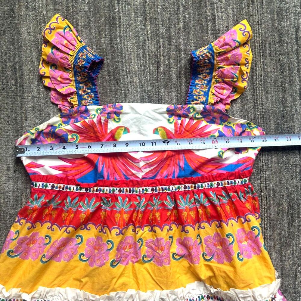 FARM Rio White Multicolor Parrot & Floral Ruffle Mini Dress - Picture 5 of 11